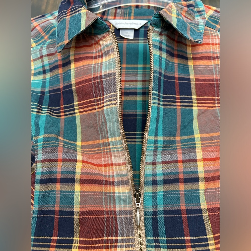 Christopher & Banks zip up flannel shirt size M - Picture 3 of 6